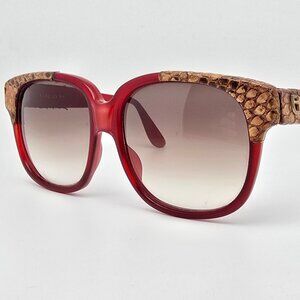 Emmanuelle Khanh Paris 8080 69 PP Red Snake Skin Frame Grey Lens Sunglasses 57mm
